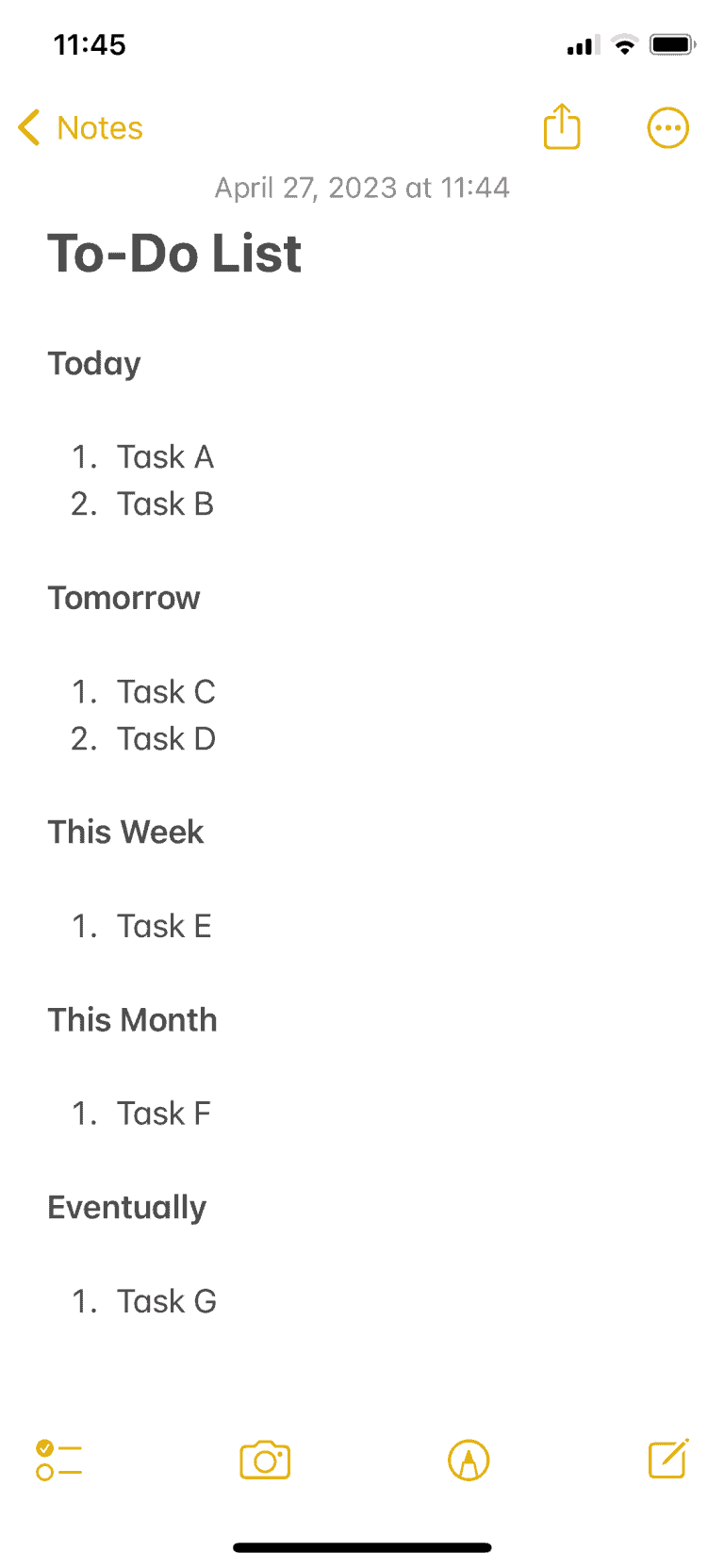 An example to-do list