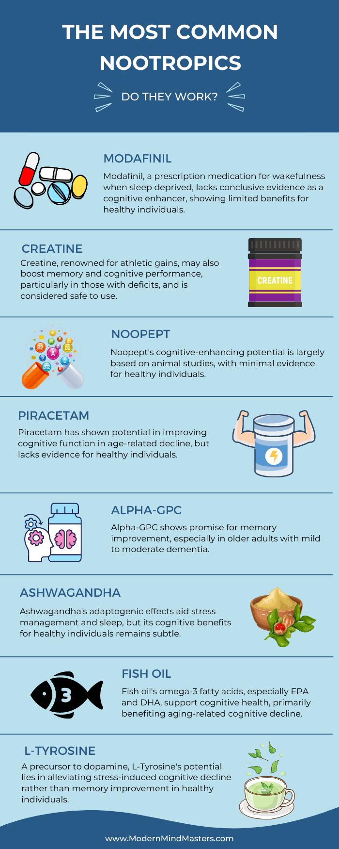 Not all Nootropics are equal - creatine and ashwagandha stand out as two of the more promising compounds.