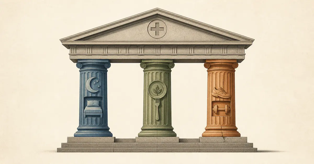 the three pillars of health: diet, exercise, and sleep