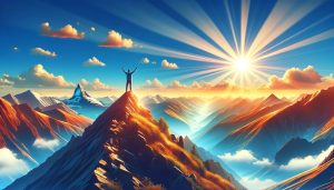 DALL·E 2024 03 06 06.05.30 A bright and uplifting scene depicting the concept of overcoming laziness designed for a blog post. The image should be wide with dimensions reflect