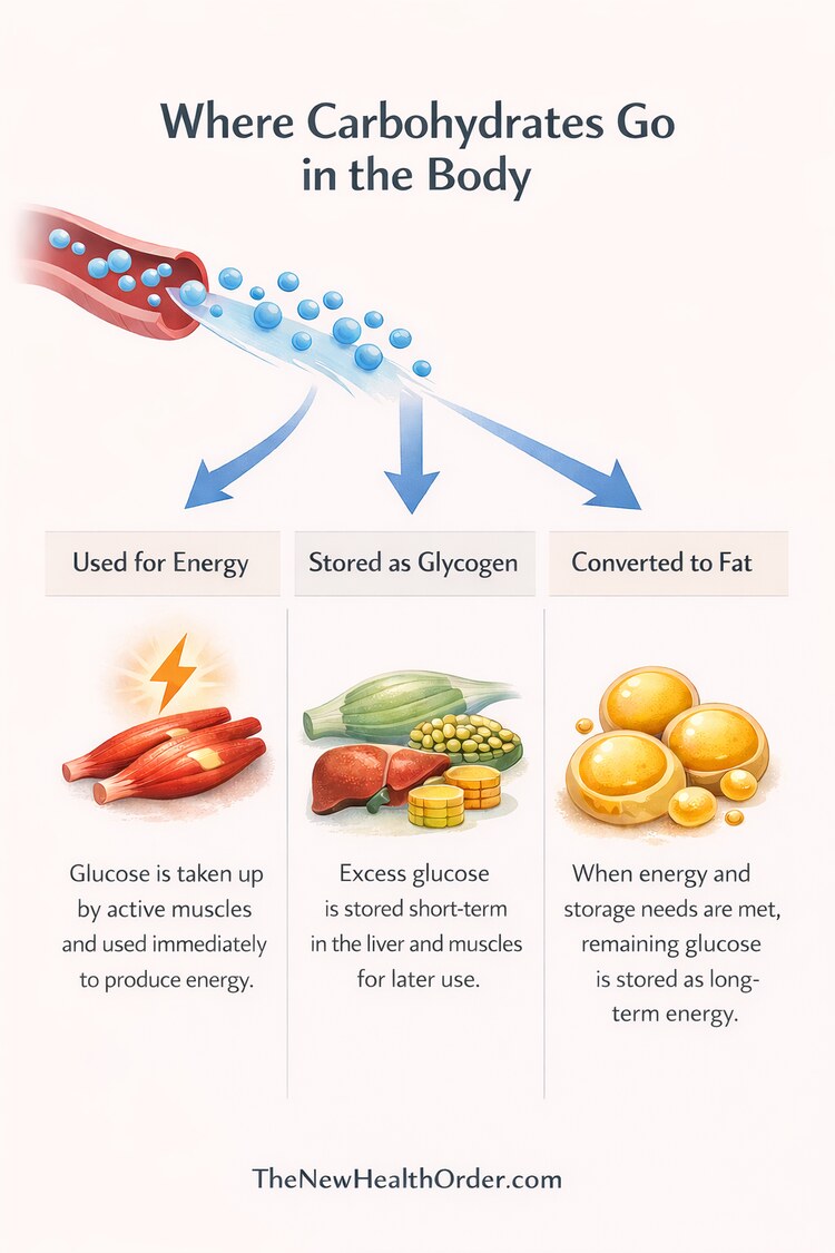 Where carbohydrates go in the body