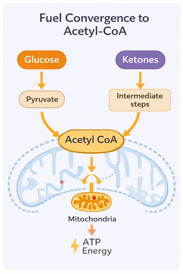 Glucose and Ketones to Acetyl CoA Energy