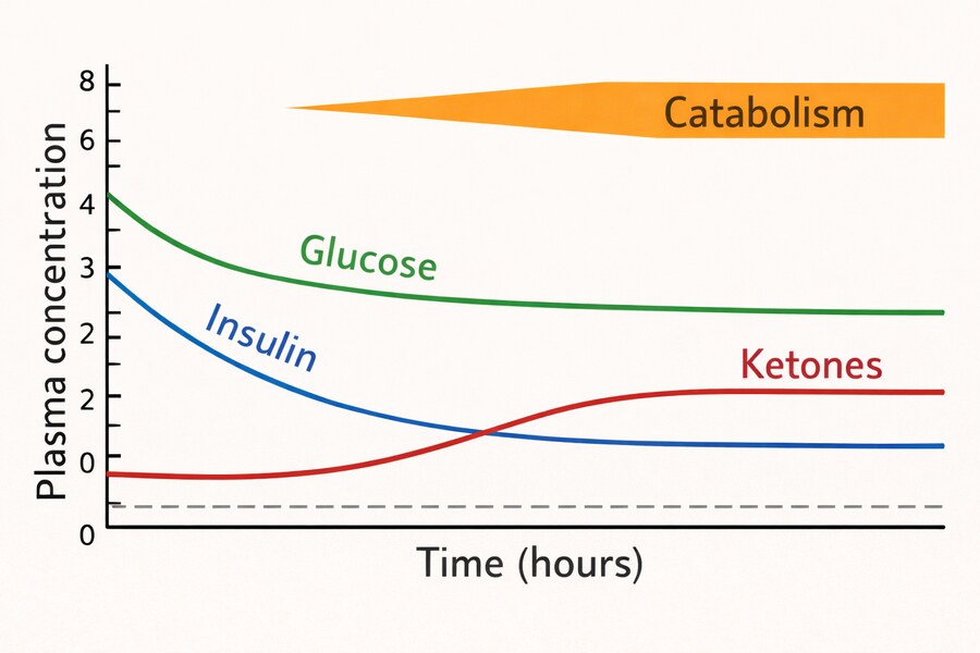 Ketones, glucose, and insulin, graph and interaction
